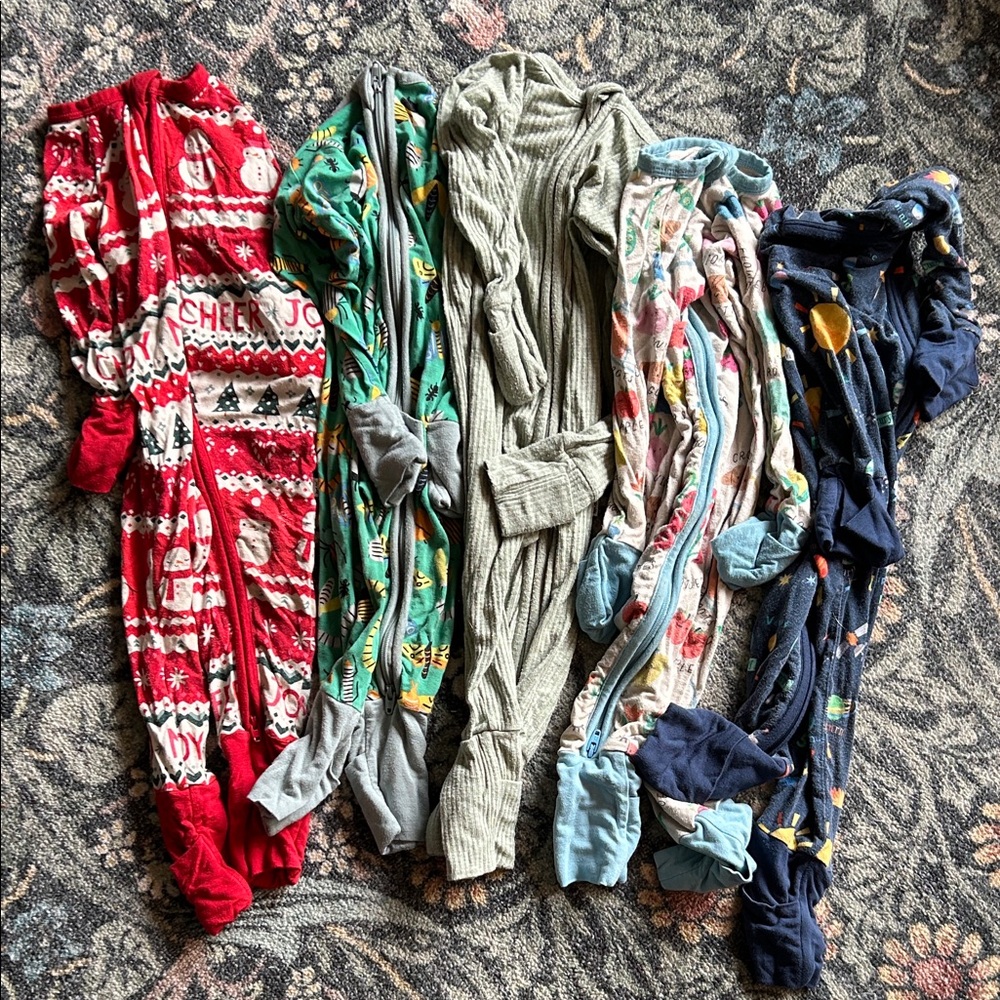 Little Sleepies bamboo zippies (lot of 5) - good used condition, size 3-6 months